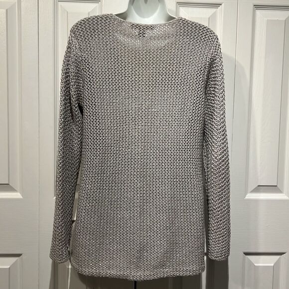 Tommy Bahama Grey /Silver Metallic Thread V-Neck Pullover Sweater Size M - Picture 5 of 10
